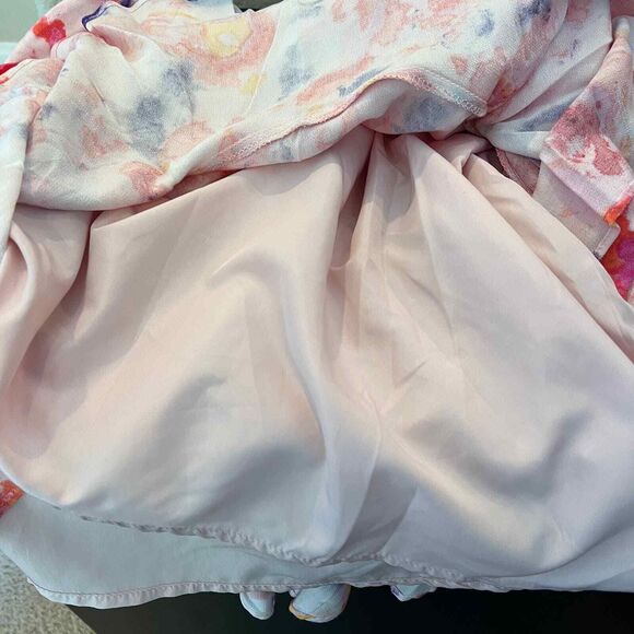 Betsey Johnson pink dress floral side ruched long sleeve size 8 soft girl barbie - Picture 16 of 16